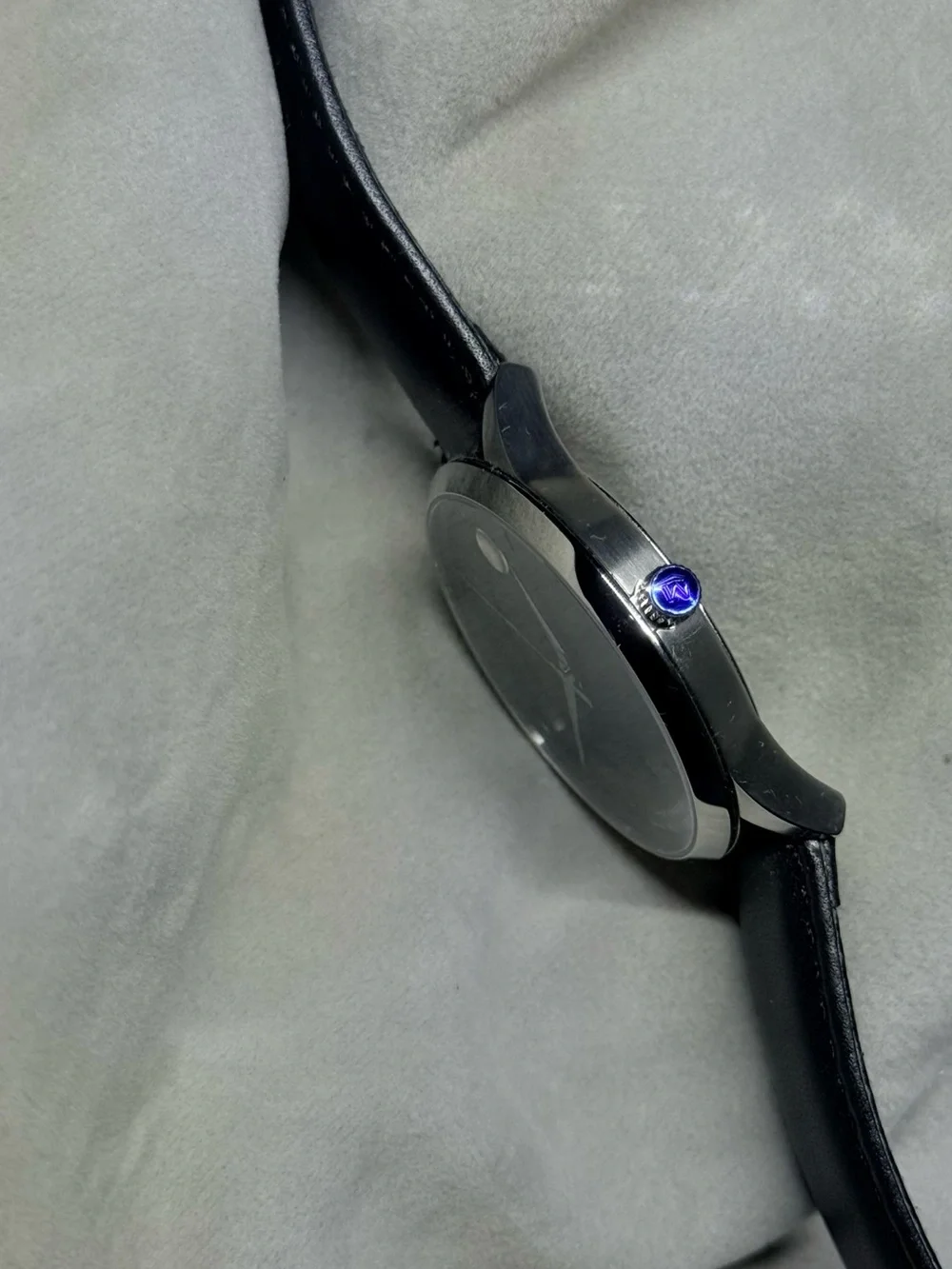 Movado Men's Stainless Steel Automatic Watch with Black Leather Strap